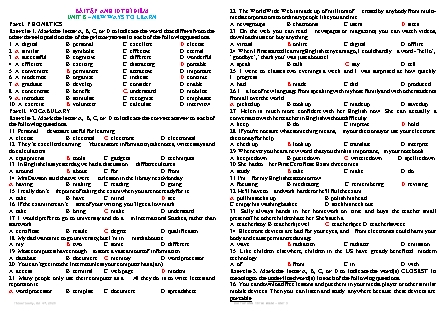 Bài tập Anh 10 thí điểm - Unit 8: New ways to learn