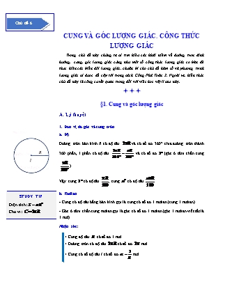 Bài tập Đại số Lớp 10 - Chủ đề: Cung và góc lượng giác. Công thức lượng giác