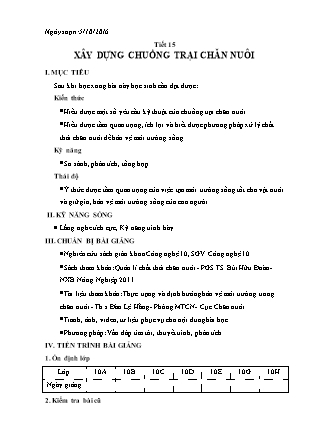 Bài giảng Công nghệ Lớp 10 - Tiết 15: Xây dựng chuồng trại chăn nuôi