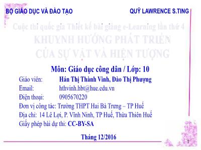 Bài giảng Giáo dục công dân Lớp 10 - Khuynh hướng phát triển của sự vật và hiện tượng - Hán Thị Thành Vinh