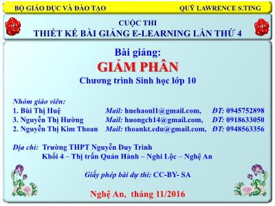 Bài giảng Sinh học Lớp 10 - Giảm phân - Bùi Thị Huệ