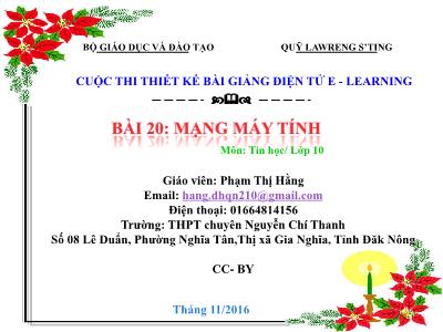 Bài giảng Tin học Lớp 10 - Bài 20: Mạng máy tính - Phạm Thị Hằng