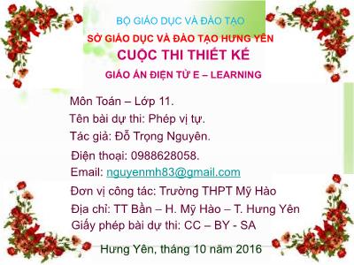 Bài giảng Toán Lớp 11 - Phép vị tự - Đỗ Trọng Nguyên