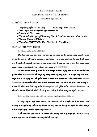 Bài thuyết trình Hóa học Lớp 10 - Bài 29: Oxi. Ozon - Nguyễn Thị Thu Thủy