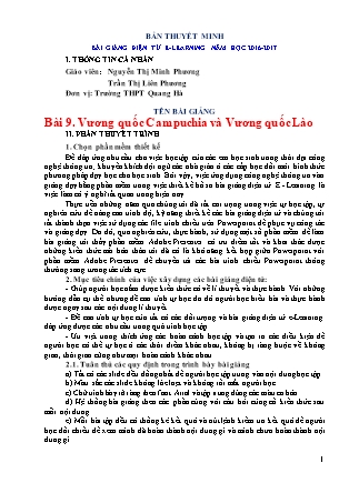 Bài thuyết trình Lịch sử Lớp 10 - Bài 9: Vương quốc Campuchia và Vương quốc Lào - Nguyễn Thị Minh Phương