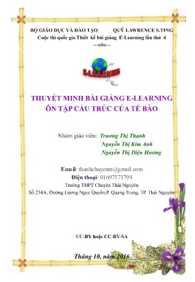 Bài thuyết trình Sinh học Lớp 10 - Ôn tập cấu trúc của tế bào - Trương Thị Thanh