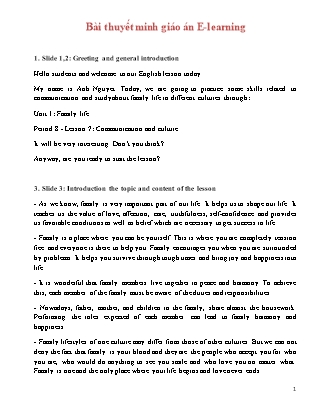 Bài thuyết trình Tiếng Anh Lớp 10 - Unit 1: Family life - Lesson 7: Communication and culture