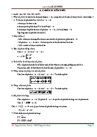 Chuyên đề Toán Lớp 10 - Số phức