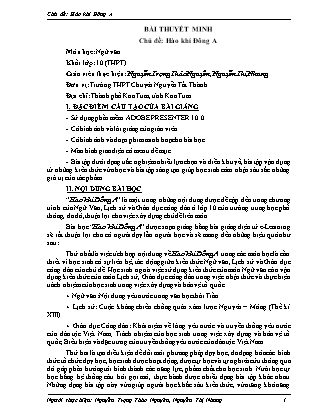 Giáo án Ngữ văn Lớp 10 - Chủ đề: Hào khí Đông A - Nguyễn Trọng Thảo Nguyên