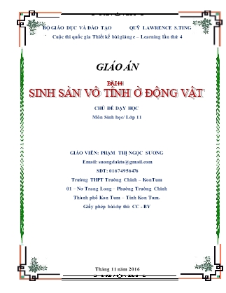 Giáo án Sinh học Lớp 10 - Bài 44: Sinh sản vô tính ở động vật - Phạm Thị Ngọc Sương