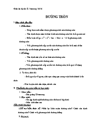 Giáo án Toán Lớp 10 - Đường tròn